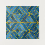 Goud Blauw Grunge Patroon Wandkleed (Voorkant (horizontaal))