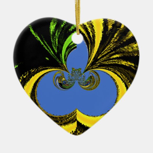 Goud Blauw Keramisch Ornament (Voorkant)