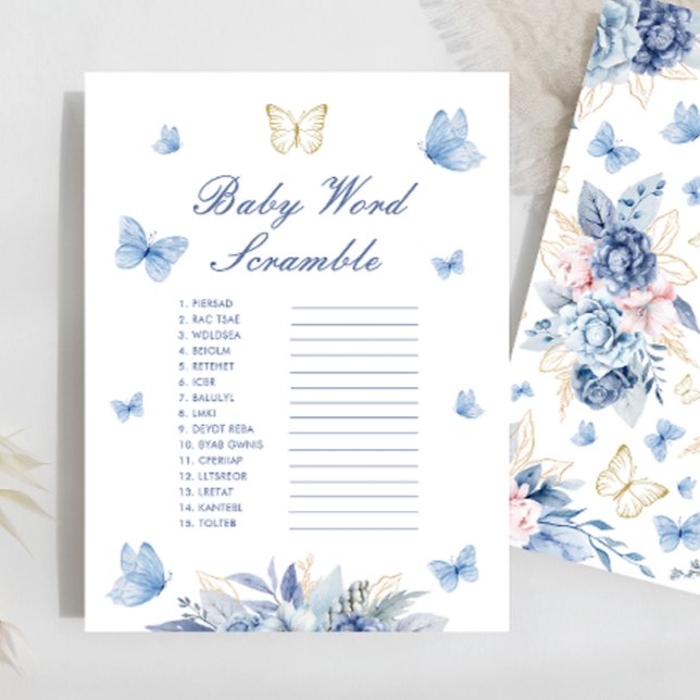 Goud Blauw Kleine Vlinder Baby Word Scramble Game (Creator heeft geüpload)