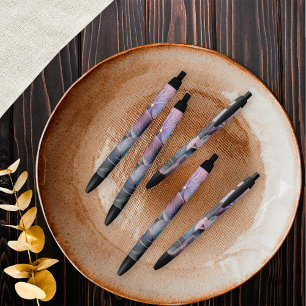 Goud Blauw Lavendel Paarse Hortensia Bruidsfeest Zwarte Inkt Pen