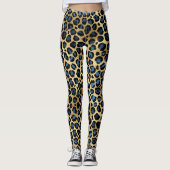 Goud Blauw Luipaard Leggings (Voorkant)