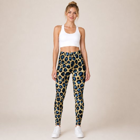 Goud Blauw Luipaard Leggings