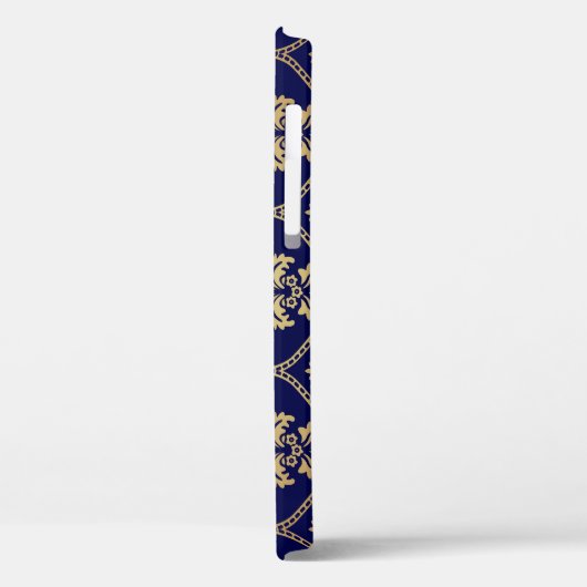 Goud & Blauw: Luxe Damask Case-Mate iPhone Case (Achterkant / Links)