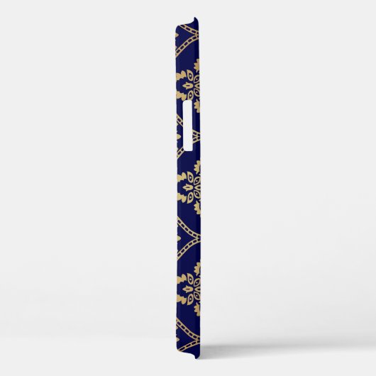 Goud & Blauw: Luxe Damask Case-Mate iPhone Case (Achterkant / Rechts)