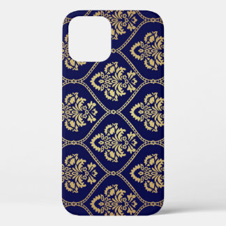 Goud & Blauw: Luxe Damask Case-Mate iPhone Case