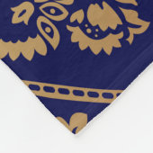 Goud & Blauw: Luxe Damask Fleece Deken (Hoek)