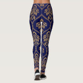 Goud & Blauw: Luxe Damask Leggings (Achterkant)