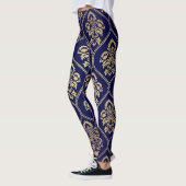 Goud & Blauw: Luxe Damask Leggings (Links)
