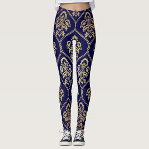 Goud & Blauw: Luxe Damask Leggings