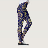 Goud & Blauw: Luxe Damask Leggings (Rechts)
