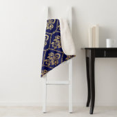 Goud & Blauw: Luxe Damask Sherpa Deken (In situ)