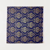 Goud & Blauw: Luxe Damask Wandkleed (Voorkant (horizontaal))