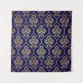 Goud & Blauw: Luxe Damask Wandkleed (Voorkant)