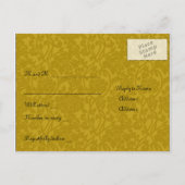 Goud & Blauw Middeleeuwse Brocade RSVP Uitnodiging Briefkaart (Achterkant)