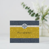 Goud & Blauw Middeleeuwse Brocade RSVP Uitnodiging Briefkaart (Staand voorkant)