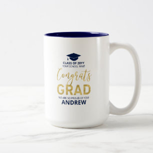 Goud & Blauw   Modern Afstudeercadeau op Maat Tweekleurige Koffiemok