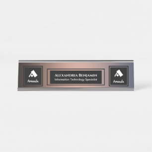 Goud Blauw Modern Elegant Personaliseer Bureau Naambordje