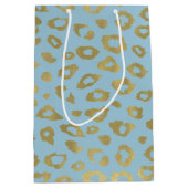 Goud Blauw Ombre Luipaard Print Medium Cadeauzakje (Voorkant)