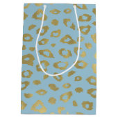 Goud Blauw Ombre Luipaard Print Medium Cadeauzakje (Achterkant)