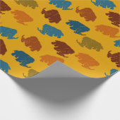 Goud, blauw, Oranje vrouwelijk zoogdier gepatterd Cadeaupapier (Hoek)