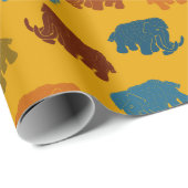 Goud, blauw, Oranje vrouwelijk zoogdier gepatterd Cadeaupapier (Rol Hoek)