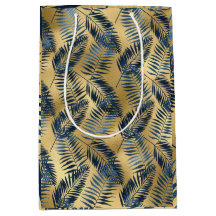 Goud Blauw Palmblad Inpakpapier