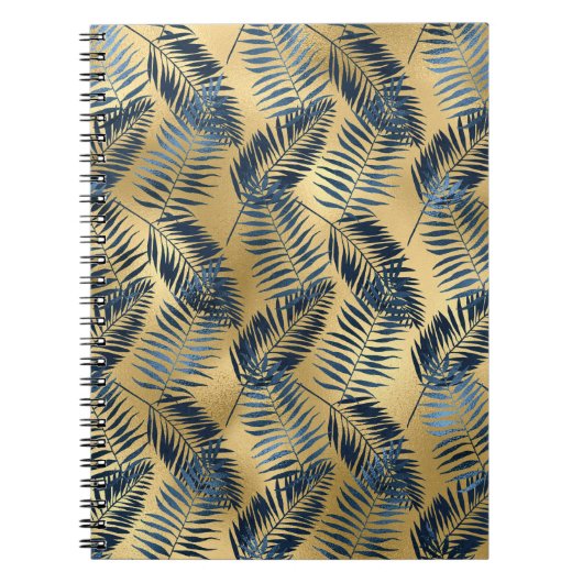Goud Blauw Palmblad Journaal Notitieboek (Voorkant)