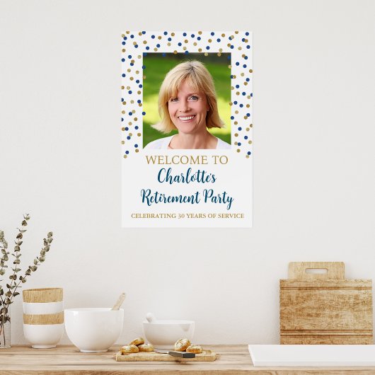 Goud Blauw Pensioen Partij Custom 20x30 Foto Poster (Keuken)