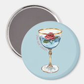 Goud Blauw Rode Roos Bloem Glas Drank Magneet (Voorkant / Achterkant)