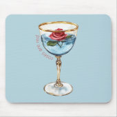 Goud Blauw Rode Roos Bloem Glas Drank Muismat (Voorkant)