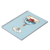 Goud Blauw Rode Roos Bloem Glas Drank Notitieboek (Linkerzijde)