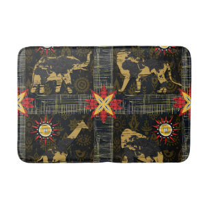 Goud Blauw Rood Safari Wereldkaart Afrikaanse Dier Badmat