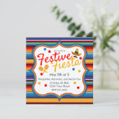 Goud Blauw Rood Sarape Cinco de Mayo Uitnodiging (Staand voorkant)