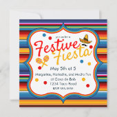 Goud Blauw Rood Sarape Cinco de Mayo Uitnodiging (Voorkant)