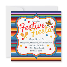 Goud Blauw Rood Sarape Cinco de Mayo Uitnodiging