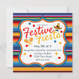 Goud Blauw Rood Sarape Cinco de Mayo Uitnodiging