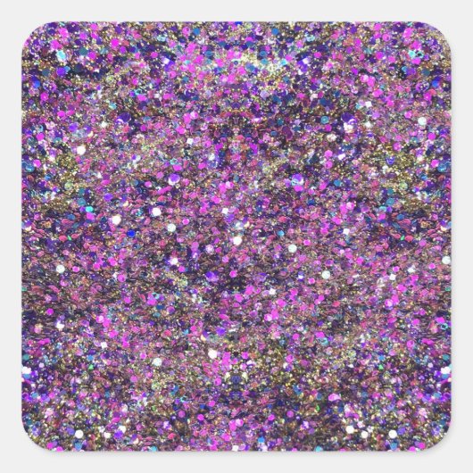 Goud Blauw Roze Glitter Glamoureuze Blank Sjabloon Vierkante Sticker (Voorkant)