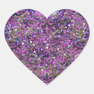 Goud Blauw Roze Glitter Lege Sjabloon Modern Chic Hart Sticker