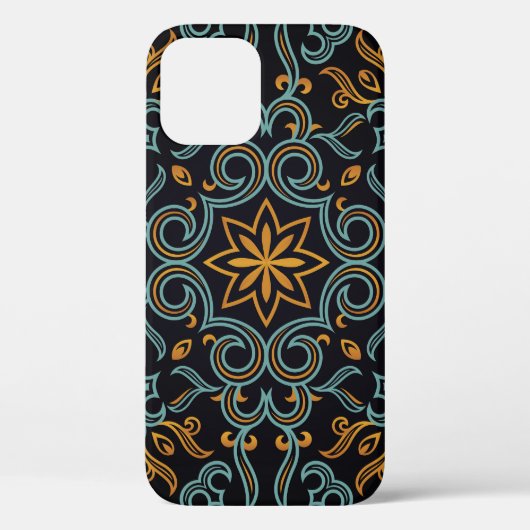 Goud & Blauw: Sierlijke Vintage Case-Mate iPhone Case (Achterkant)
