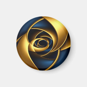 goud blauw spiraal abstract wervelpatroon luxe ge magneet