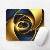 goud blauw spiraal abstract wervelpatroon luxe ge muismat (Met muis)