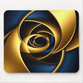 goud blauw spiraal abstract wervelpatroon luxe ge muismat