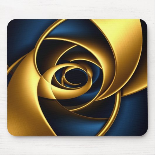 goud blauw spiraal abstract wervelpatroon luxe ge muismat (Voorkant)