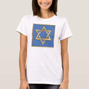 Goud Blauw Ster van David Kunstpaneel T-shirt