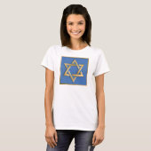 Goud Blauw Ster van David Kunstpaneel T-shirt (Voorkant volledig)