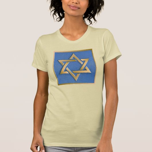 Goud Blauw Ster van David Kunstpaneel T-shirt (Voorkant)