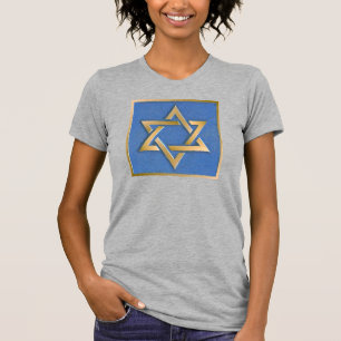 Goud Blauw Ster van David Kunstpaneel T-shirt