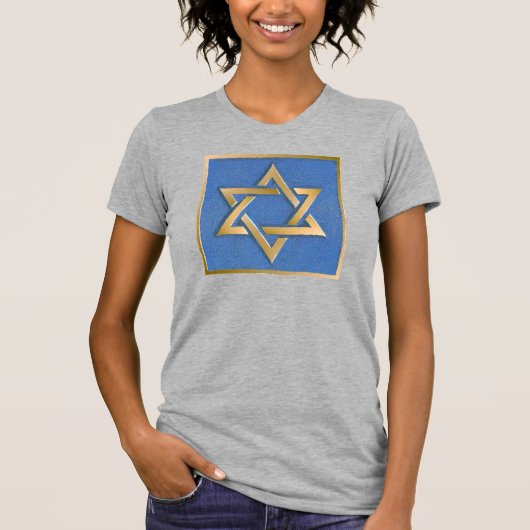 Goud Blauw Ster van David Kunstpaneel T-shirt (Voorkant)
