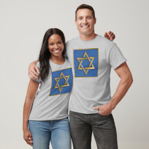 Goud Blauw Ster van David Kunstpaneel T-shirt