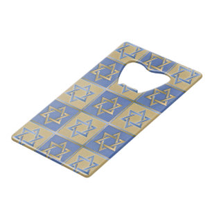 Goud Blauw Ster van David Kunstpanelen Creditkaart Flessenopener